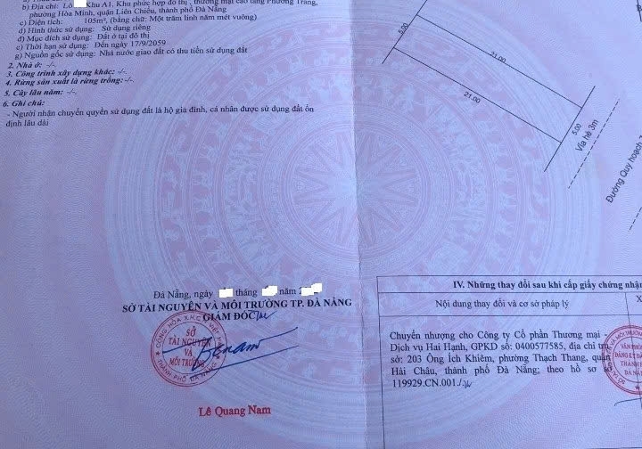 Bán 1 cặp đất đường Trần Đăng - Sát biển - 210M2