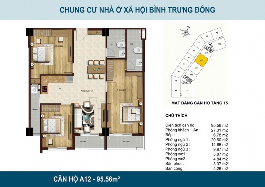 Bán căn hộ 3PN tại Blue Sky TowerP. Bình Trưng Đông Q2 giá cực chất chỉ 35tr/m2 sở hữu ngay nhà