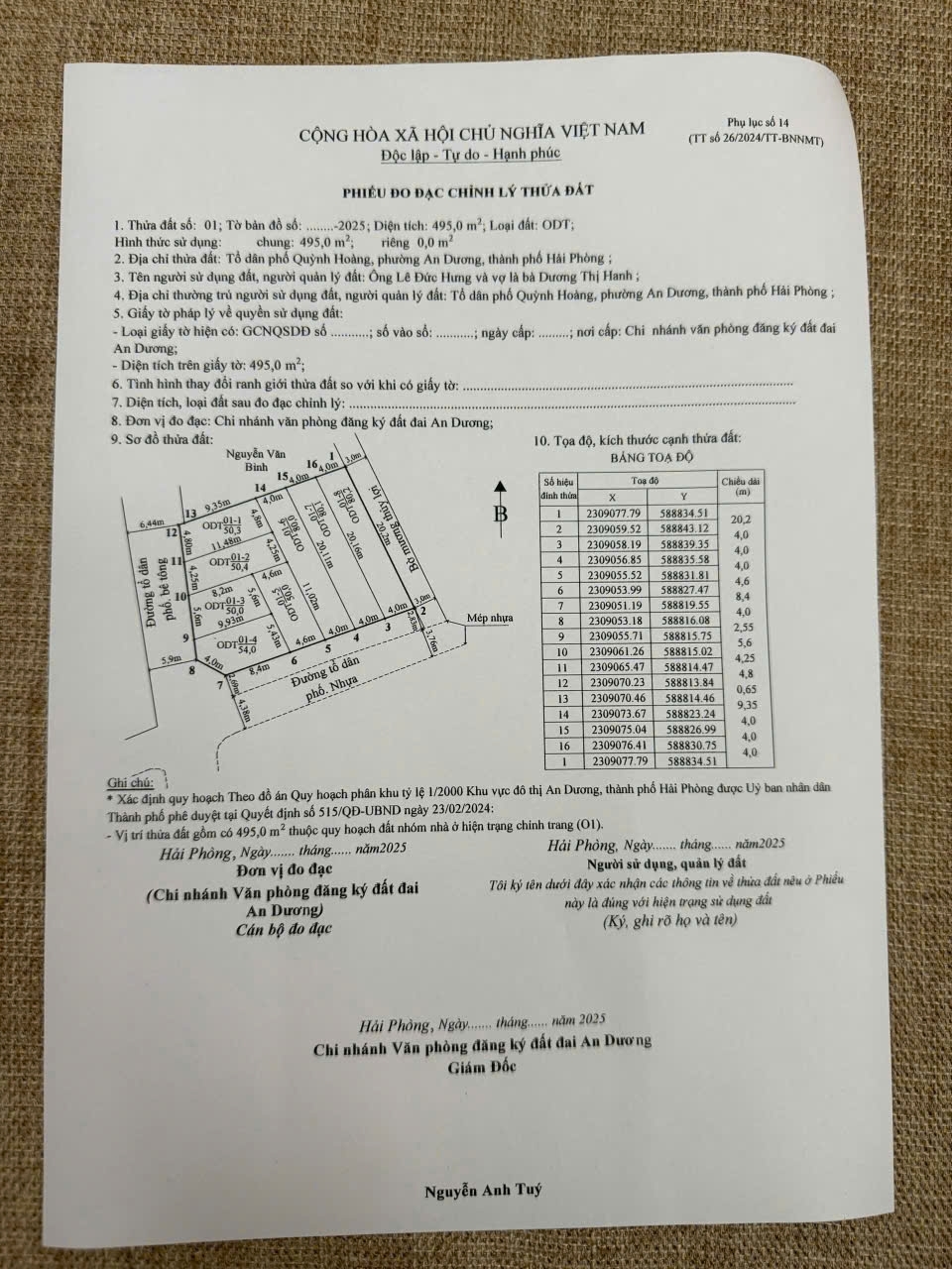 Bán đất 50m2 đường 7m Quỳnh Hoàng Nam Sơn An Dương