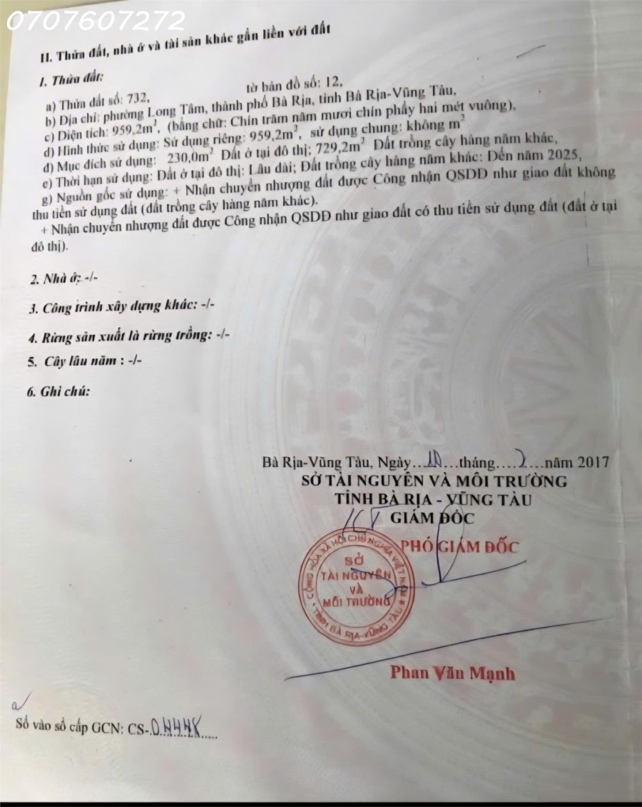 BÁN ĐẤT ĐƯỜNG HOÀNG HOA THÁM PHƯỜNG LONG TÂM BÀ RỊA VŨNG TÀU