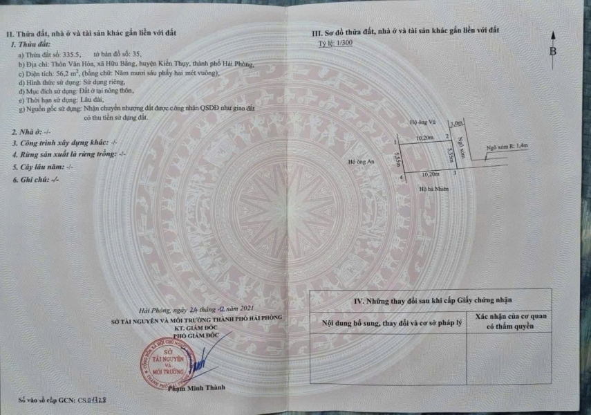 BÁN ĐẤT HỮU BẰNG KIẾN THỤY 562M2 – NGÕ Ô TÔ – GIÁ RẺ TẦM TIỀN ZALO 0567 222 555