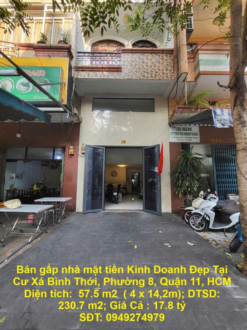 Bán gấp nhà mặt tiền Kinh Doanh Đẹp Tại Cư Xá Bình Thới Phường 8 Quận 11 tp Hồ Chí Minh