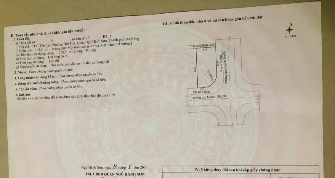 Bán lô đất góc 2 mặt tiền đường Tân Trà và Nguyễn Bá Ngọc