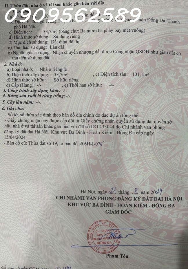 Bán nhà địa chỉ: Số 35 mặt ngõ Trung Tả Phố Khâm Thiên Phường Thổ Quan Đống Đa Hà Nội.