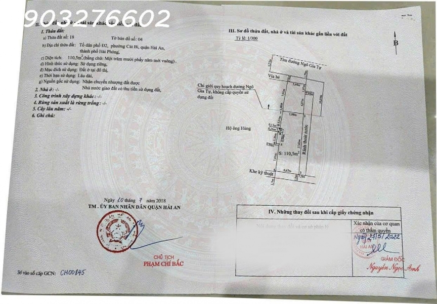 Bán nhà mặt đường Ngô Gia Tự Hải An Hải Phòng – diện tích S 111m² giá bán 151 tr/m