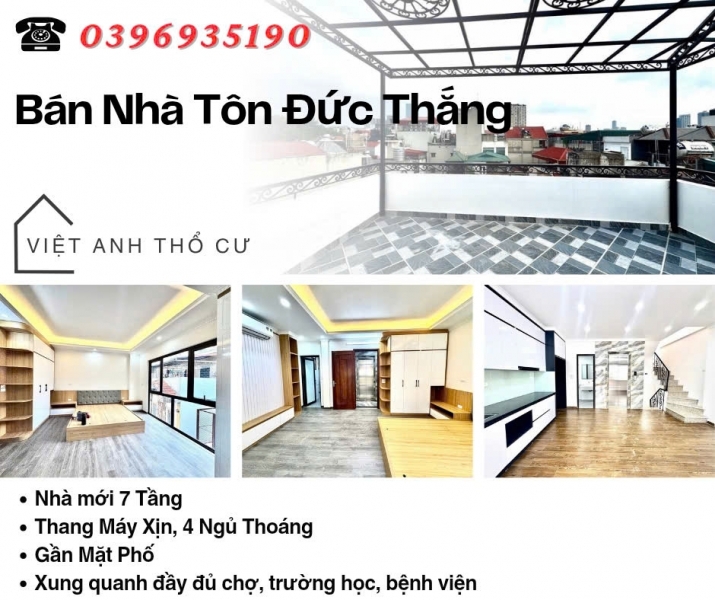 Bán nhà Phố Tôn Đức Thắng 7 Tầng Thang Máy Ngõ Nông Gần Mặt Phố Giá: 14.5 Tỷ Lh: 0396935190.