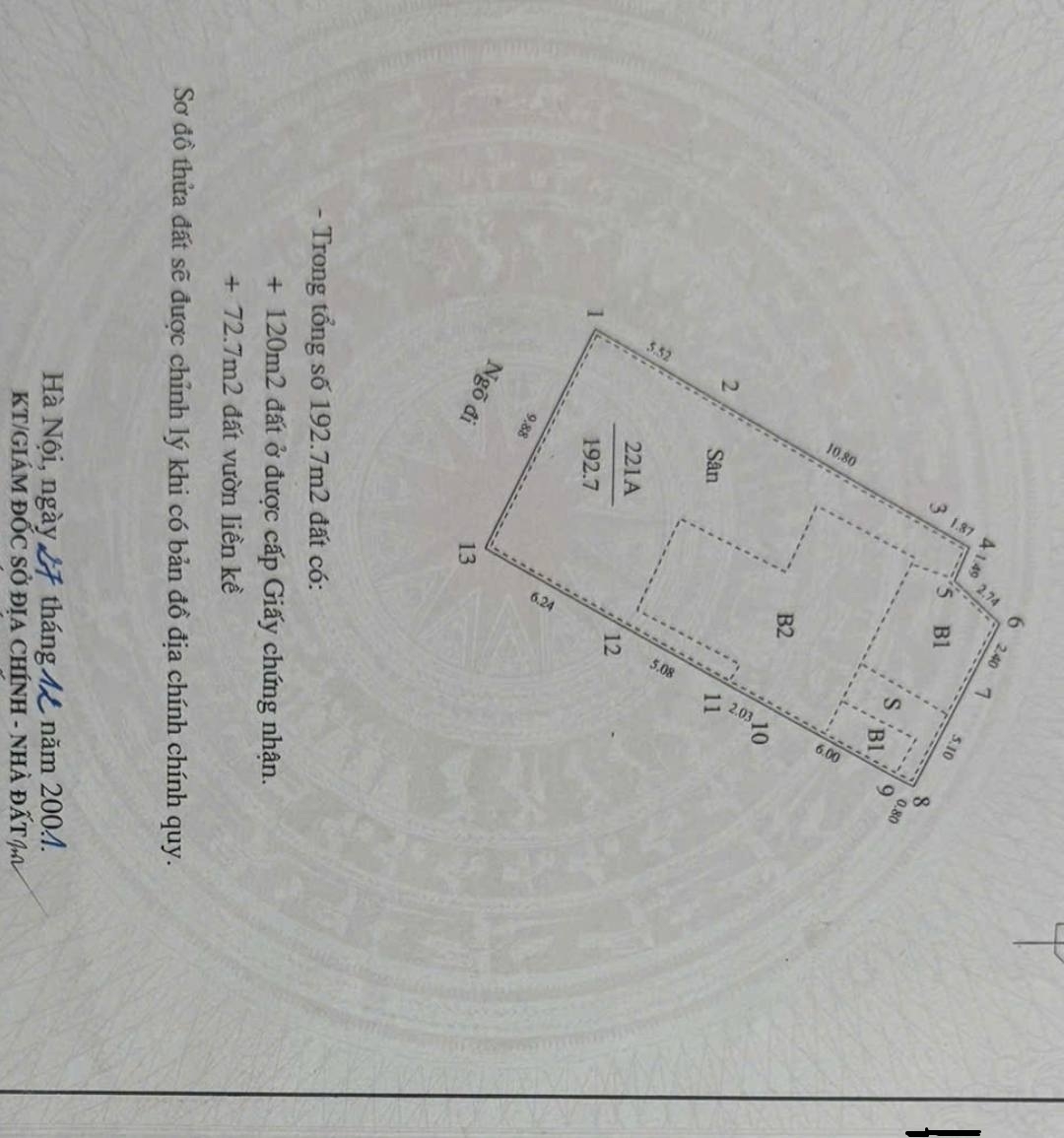 Bán nhà riêng ngõ 3m 24 tỷ 193m2 2 tầng sổ hồng lâu dài cách phố 150m