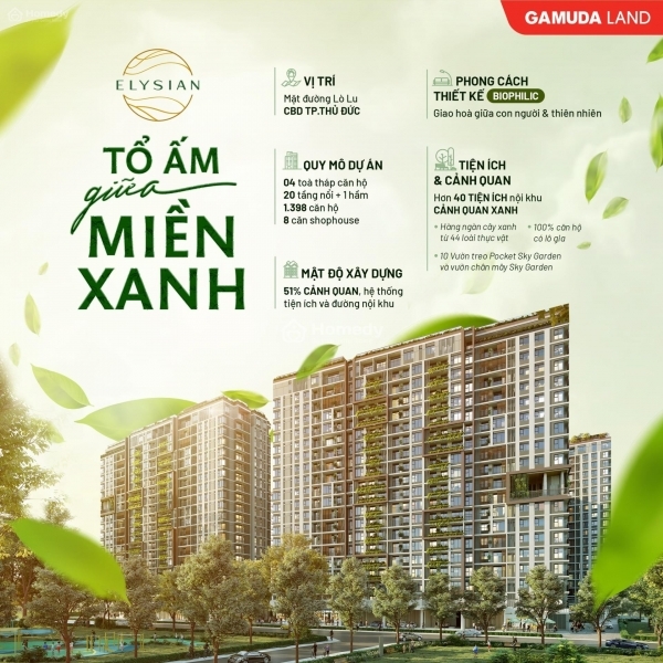 Căn hộ Elysian quận 9 rổ hàng đa dạng các căn từ 123PN giá tốt view đẹp mua ngay trực tiếp CĐT CK