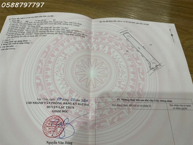 Cần tiền bán nhanh lô đất 347m2 trung tâm khu Quyết Tiến huyện Lạc Thủy Hòa Bình