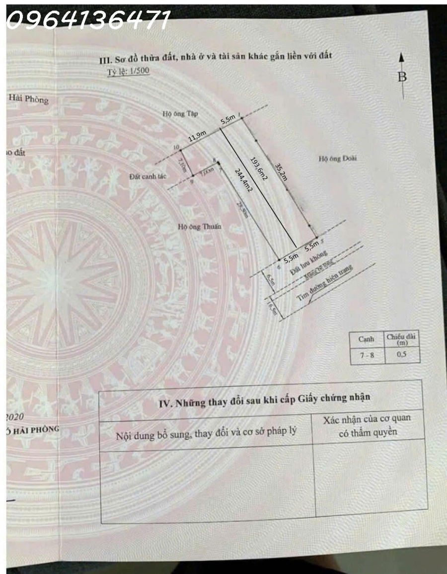 CC cần bán lô đất siêu đẹp mặt tiền đường Quý Kim Đồ Sơn HP DT 1936m2 giá đầu tư