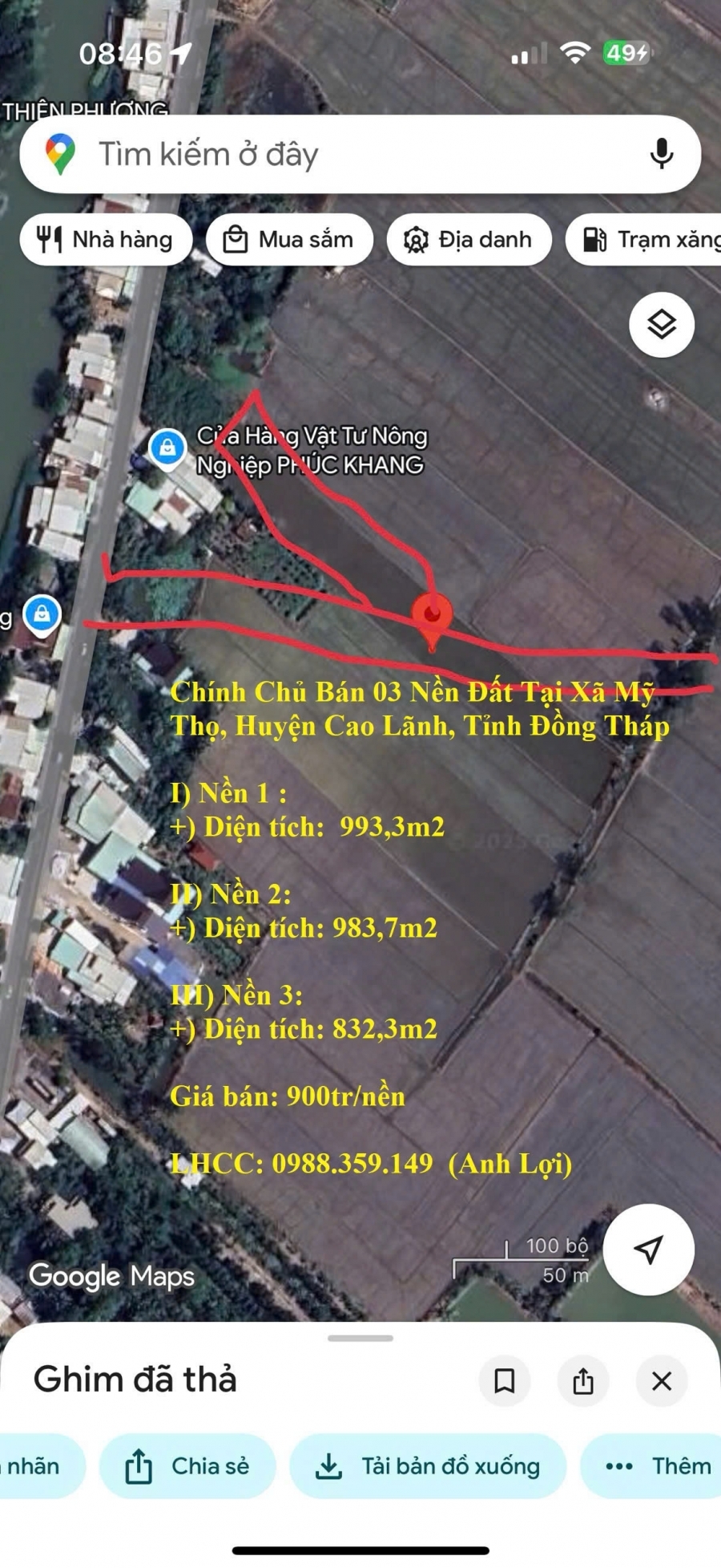 Chính Chủ Bán 03 Nền Đất Tại Xã Mỹ Thọ Huyện Cao Lãnh Tỉnh Đồng Tháp