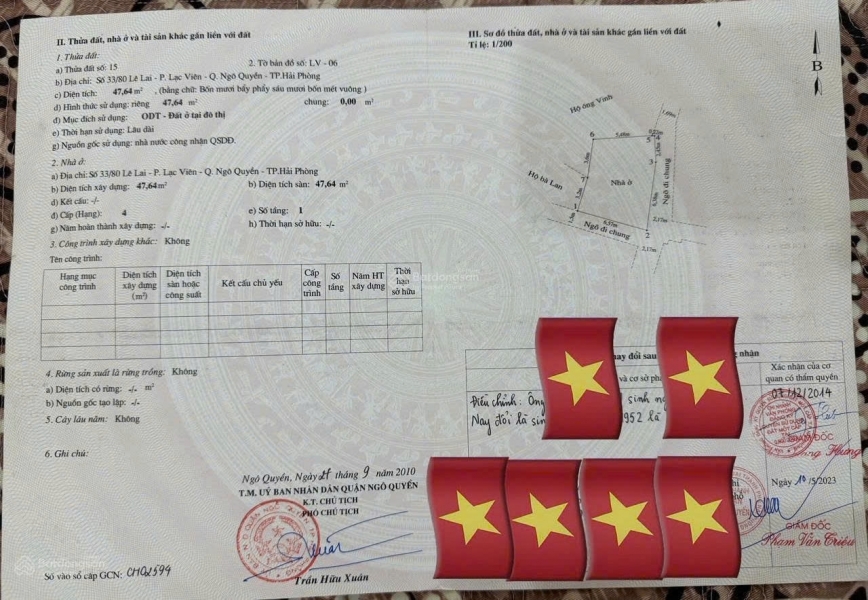 CHÍNH CHỦ BÁN ĐẤT TẶNG NHÀ CẤP 4 TẠI ĐƯỜNG LÊ LAI LẠC VIÊN NGÔ QUYỀN HẢI PHÒNG