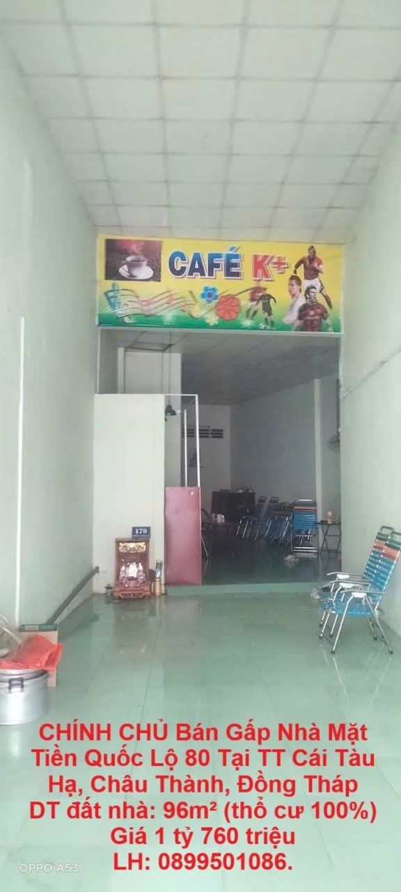 CHÍNH CHỦ Bán Gấp Nhà Mặt Tiền Quốc Lộ 80 Tại TT Cái Tàu Hạ Châu Thành Đồng Tháp