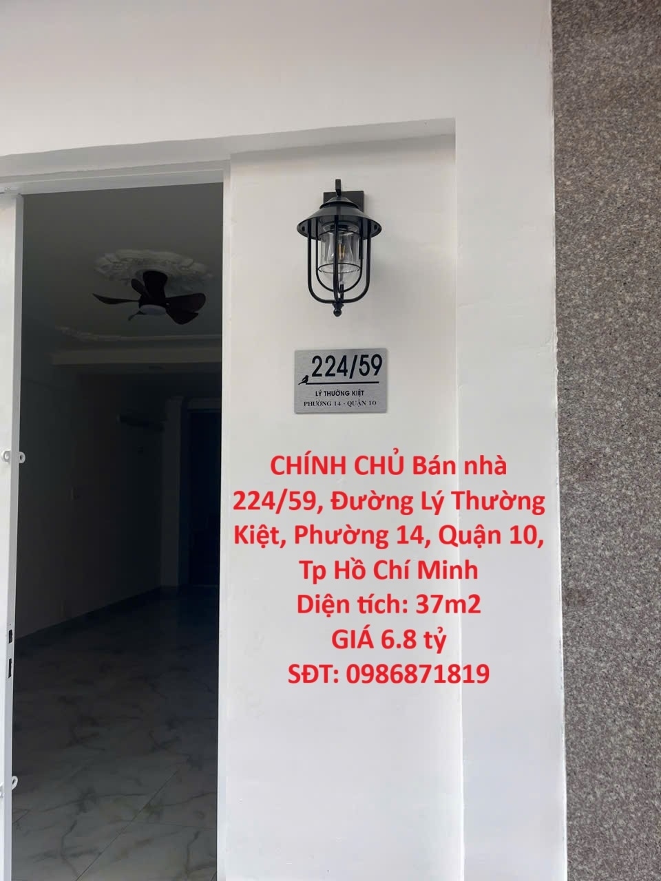 CHÍNH CHỦ Bán nhà 224/59 Lý Thường Kiệt p14Quận 10 nhà mới dt 403mx 94m.