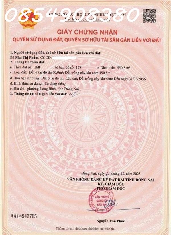Chính chủ cần bán đất sổ riêng Phường Hố Nai Biên Hòa Đồng Nai DT 560m2 giá 59 tỷ