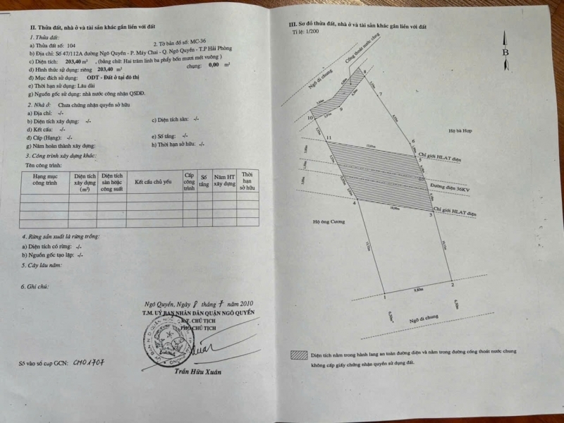 Chính Chủ Cần Bán Lô Đất ( sẵn nhà kiểu biệt thự cũ) 47/112 đường Ngô Quyền TP Hải Phòng