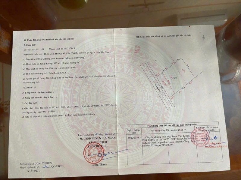CHÍNH CHỦ CẦN BÁN LÔ ĐẤT TẠI KIÊN THÀNH LỤC NGẠN BẮC GIANG