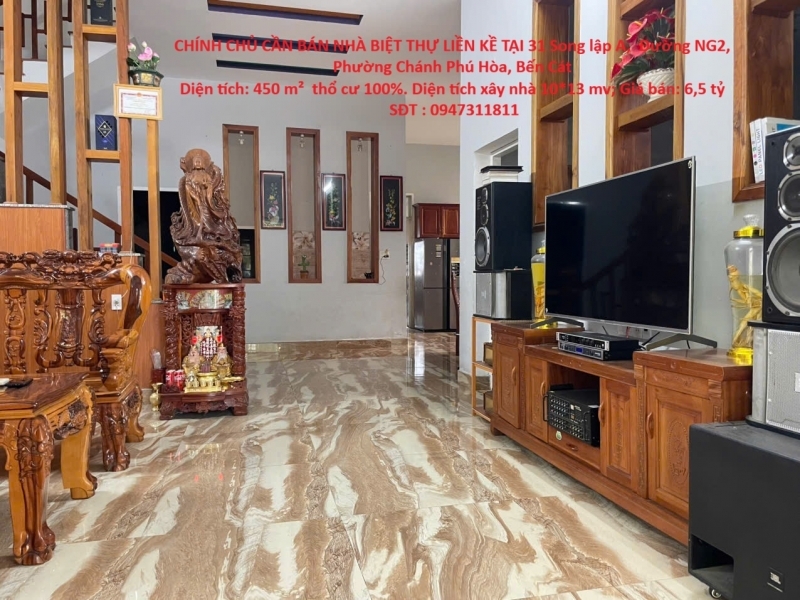 CHÍNH CHỦ CẦN BÁN NHÀ BIỆT THỰ LIỀN KỀ TẠI 31 Song lập A  Đường NG2 Phường Chánh Phú Hòa Bến Cát