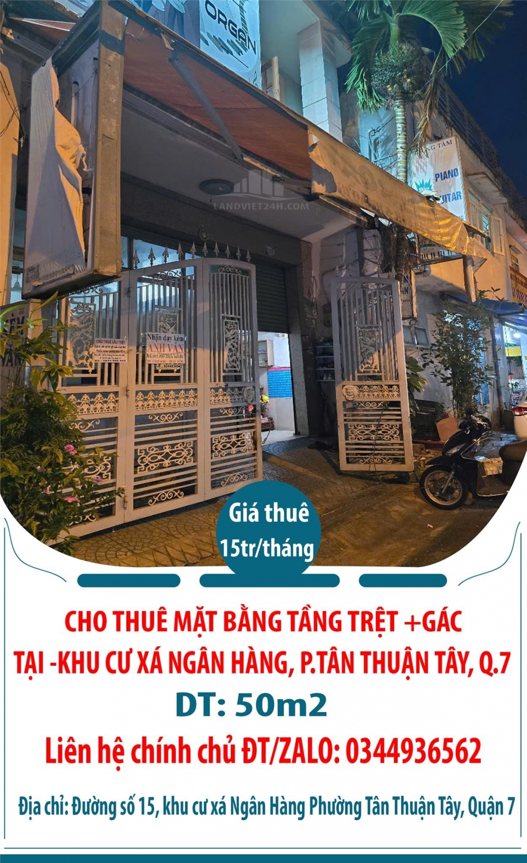 CHO THUÊ MẶT BẰNG TẦNG TRỆT +GÁC 50M2 TẠI -KHU CƯ XÁ NGÂN HÀNG P.TÂN THUẬN TÂY