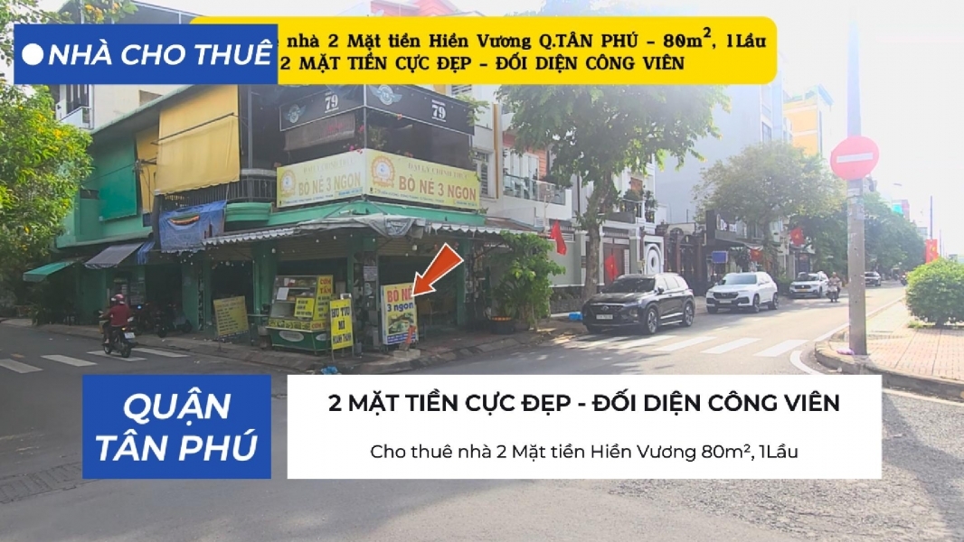 Cho thuê nhà 2 Mặt tiền Hiền Vương 80m²1Lầu - 20Triệu