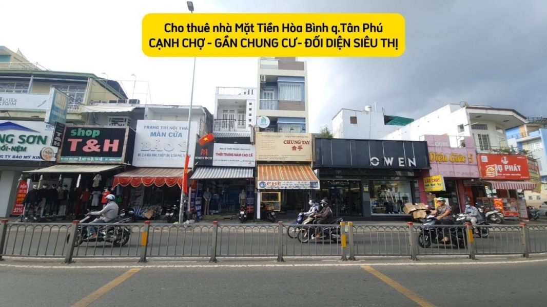 Cho thuê nhà mặt tiền Hòa Bình 72m² 3 Lầu - NGAY CHỢ-SIÊU THỊ