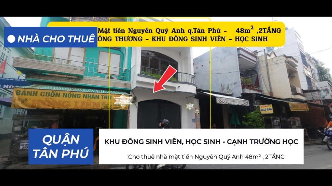 Cho thuê nhà mặt tiền Nguyễn Quý Anh 48m² 2TẦNG - GẦN CĐ CÔNG THƯƠNG