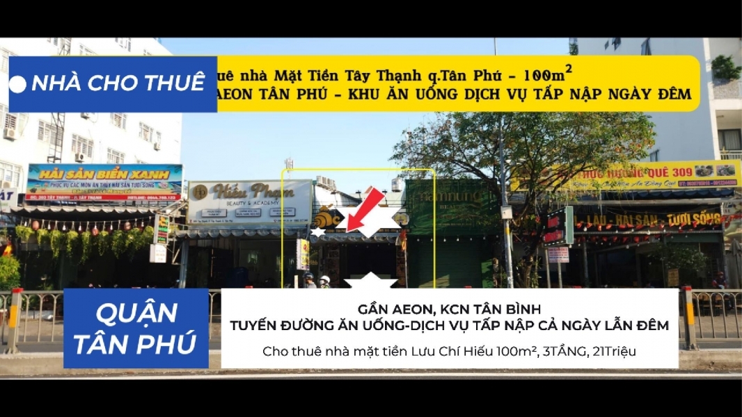Cho thuê nhà Mặt Tiền Tây Thạnh 108m² - CẠNH AEON - KHU ĂN UỐNG-DỊCH VỤ SẦM UẤT
