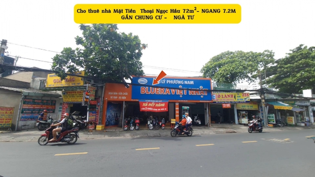 Cho thuê nhà Mặt Tiền Thoại Ngọc Hầu 72m² - NGANG 7.2M