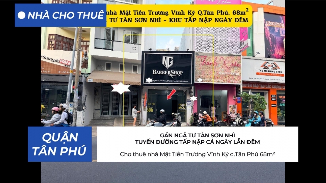 Cho thuê nhà Mặt Tiền Trương Vĩnh Ký q.Tân Phú 68m² - 16Triệu