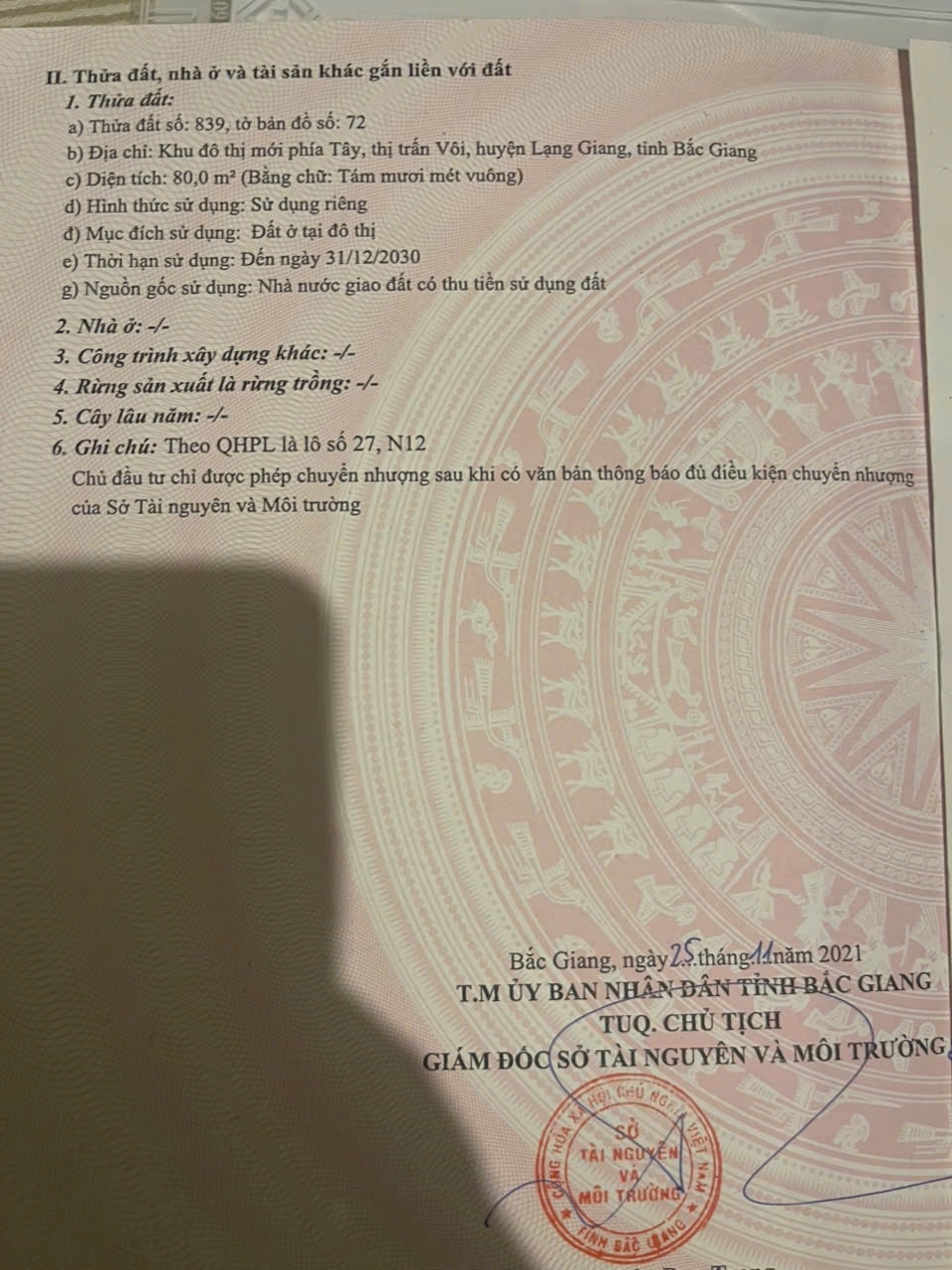 CƠ HỘI VÀNG – BÁN LÔ ĐẤT VIEW HỒ TẠI KHU ĐÔ THỊ MỚI PHÍA TÂY THỊ TRẤN VÔI – LẠNG GIANG – BẮC GIANG