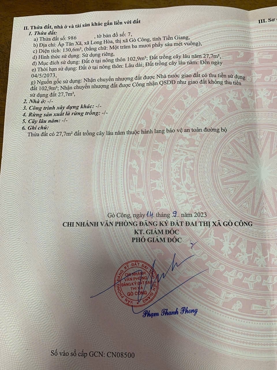 ĐẤT ĐẸP - GIÁ TỐT - Bán GẤP Lô Đất Tiềm Năng Tại Xã Long Hòa, Thành phố Gò Công, Tiền Giang