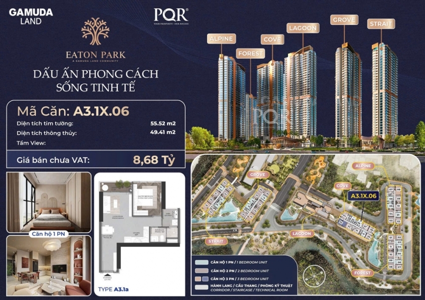 Giỏ hàng căn hộ Eaton Park giá gốc CĐT - căn hộ cao cấp 1PN 2PN 3PN Shophouse Eaton Park - Gamuda