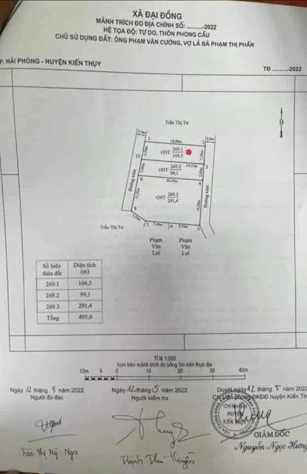 Lô đất 2 mặt ngõ – Phong Cầu Đại Đồng Kiến Thụy – gần Vinhomes ô tô tránh thoải mái – ZALO 0567 222