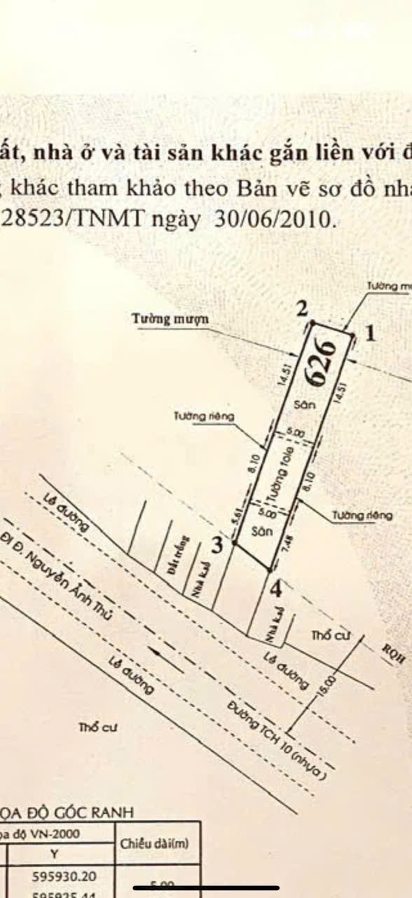 MẶT TIỀN TRẦN THỊ NĂM – NGANG 5M DÀI 38M – GIÁ CHỈ 12 TỶ GẦN UBNDP