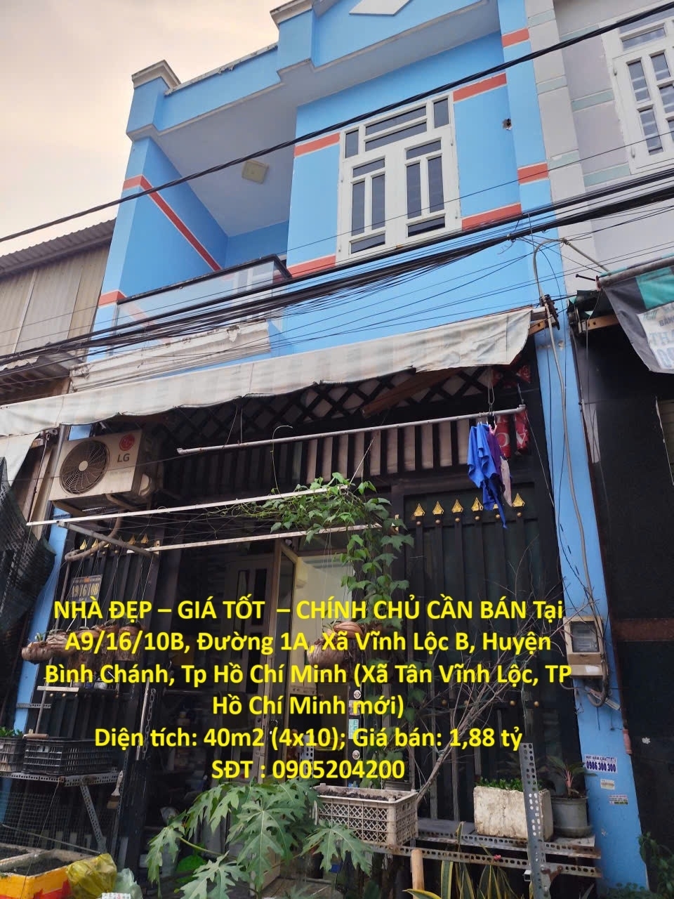 NHÀ ĐẸP – GIÁ TỐT – CHÍNH CHỦ CẦN BÁN Tại A9/16/10B Đường 1A Xã Vĩnh Lộc B Huyện Bình Chánh