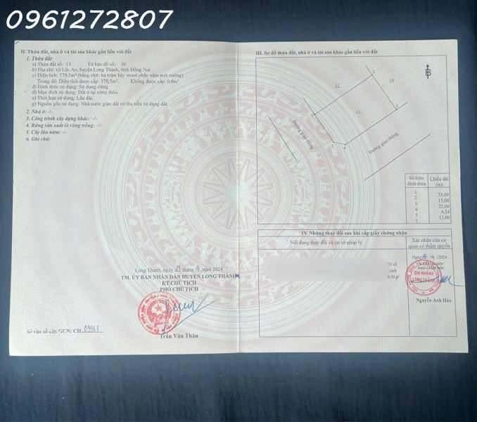 Siêu phẩm - Lô góc 2 mặt tiền đường lớn to nhất nhì Tái Định Cư Lộc An DT 3705m2