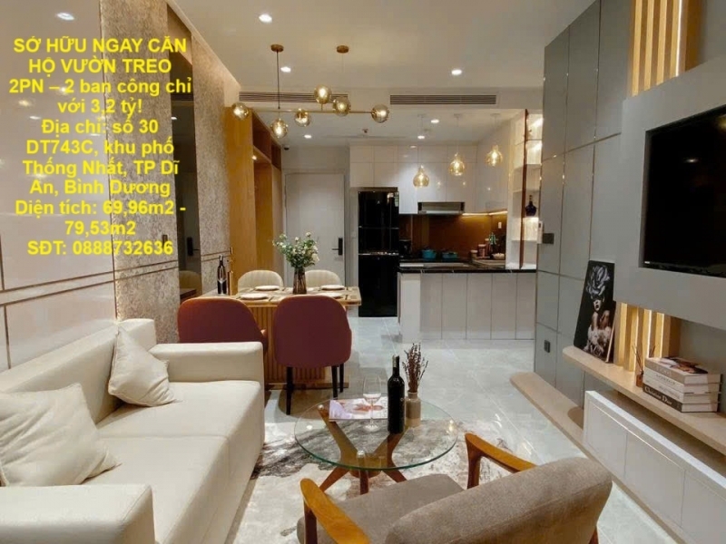 SỞ HỮU NGAY CĂN HỘ VƯỜN TREO 2PN – 2 ban công chỉ với 32 tỷ!